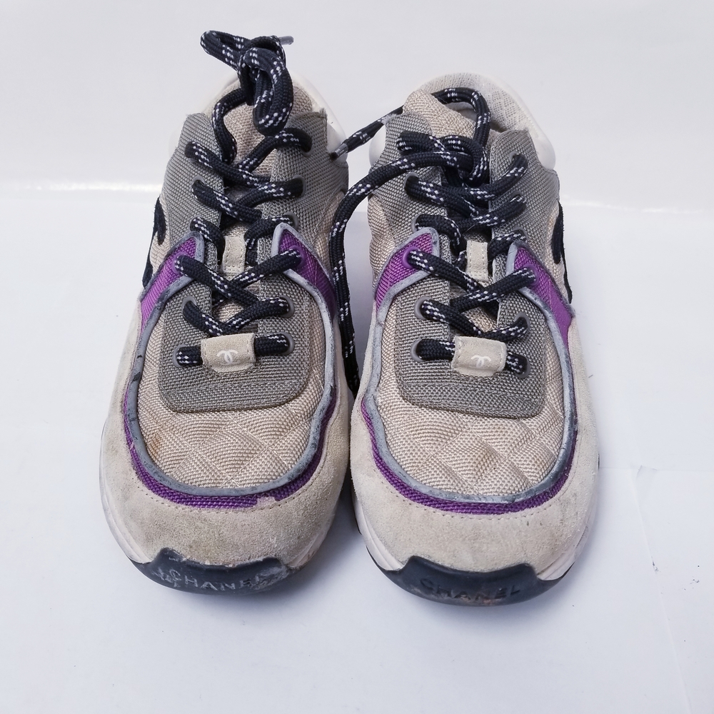 CHANEL Women's Sneakers in Cream and Purple